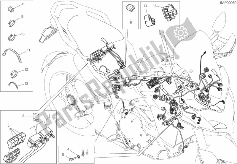 All parts for the Wiring Harness of the Ducati Multistrada 1200 ABS Sport Pack Brasil 2018